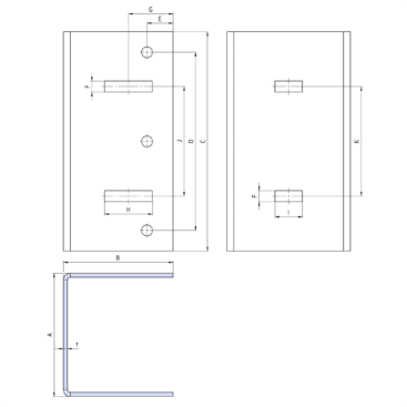 tenkostěnný_otevřený_ohybaný_hraněný_ocelový_hlinikový_profil_U + konzola